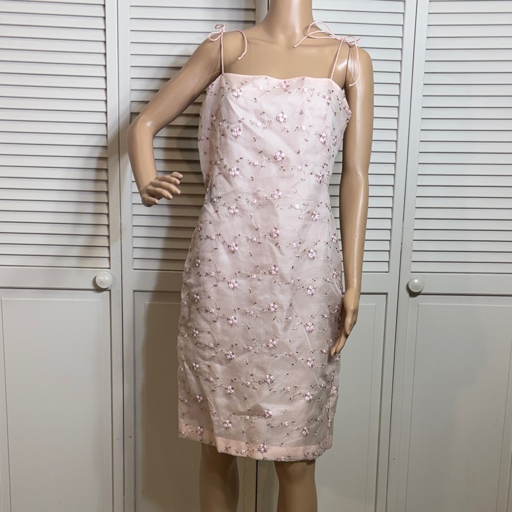 Victoria Royal Ltd Vintage Fairy Y2K Embroidered Floral Organza Silk Dress Sz 8